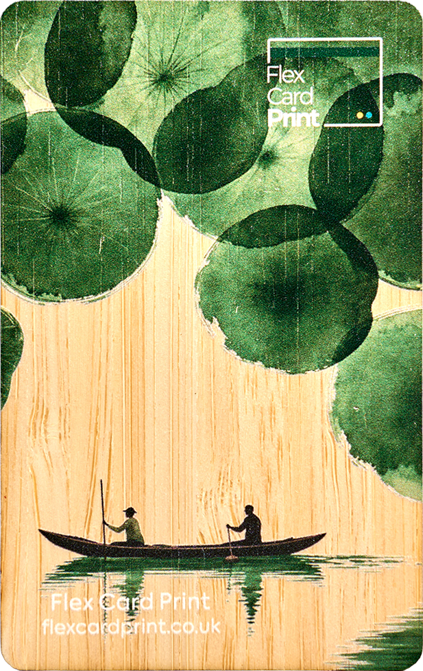 Custom printed green wood card