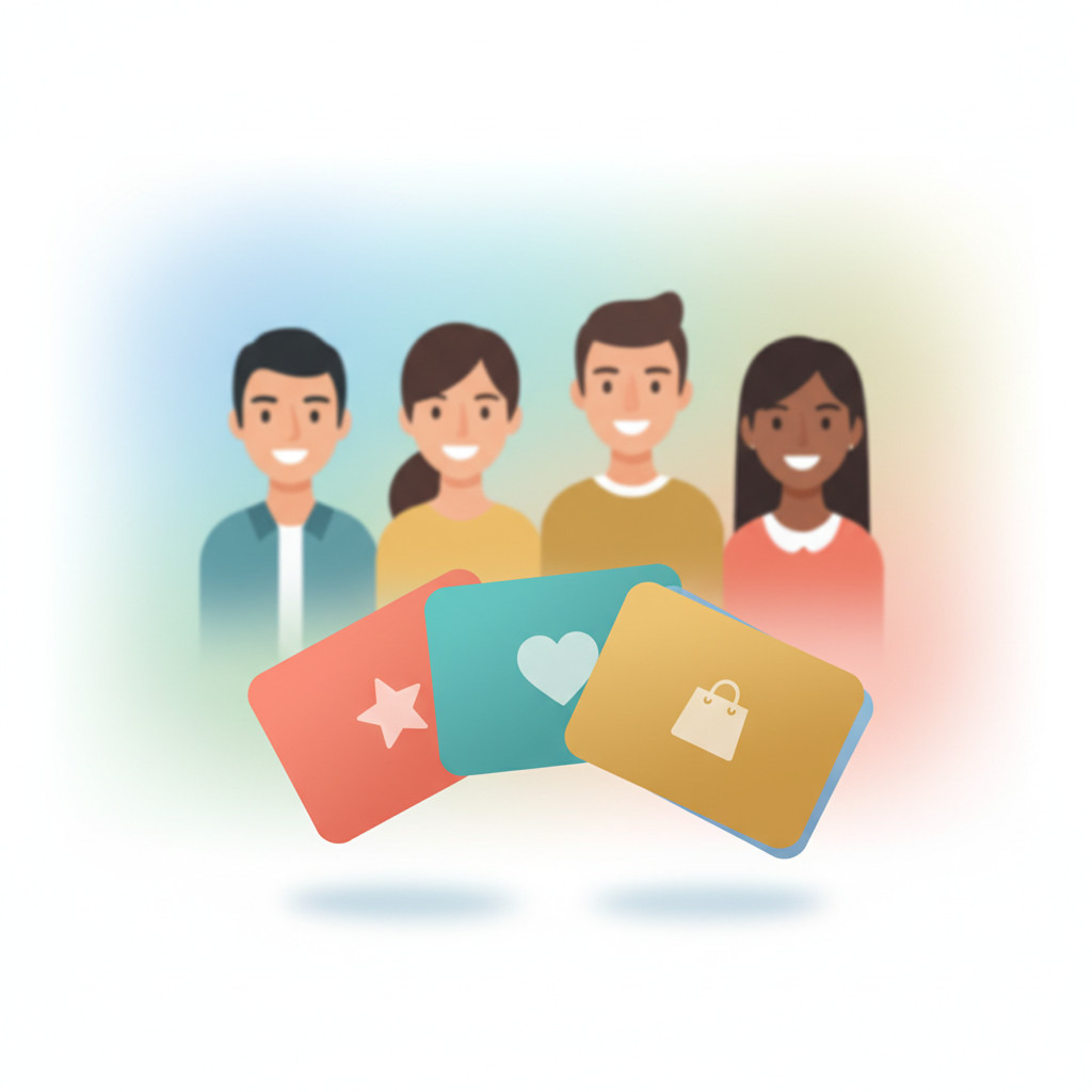 Membership cards and smiling customers