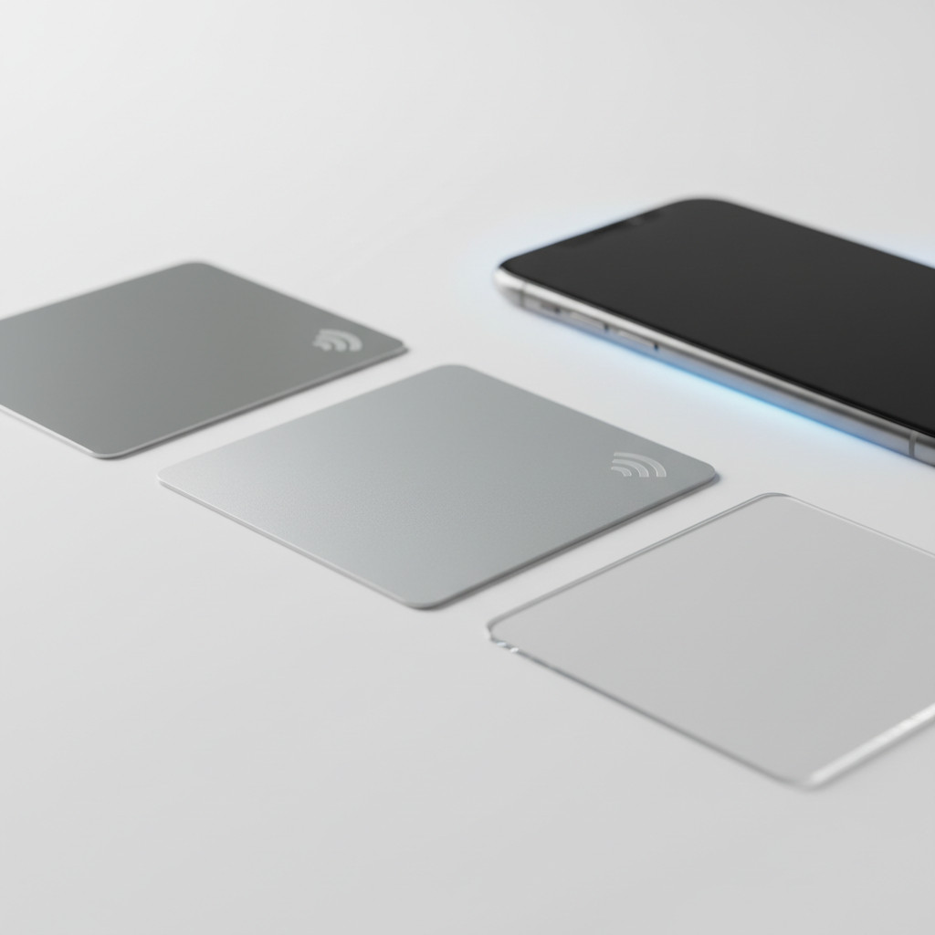 Modern NFC and RFID cards on a clean surface